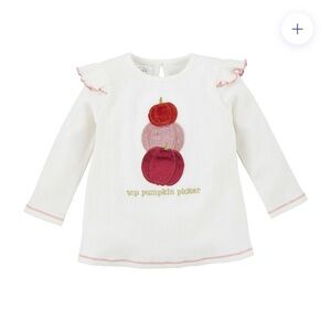 Mud Pie Appliqué Pumpkin Shirt. Girl’s Sz-L 4T-5T Long Sleeve NWT
